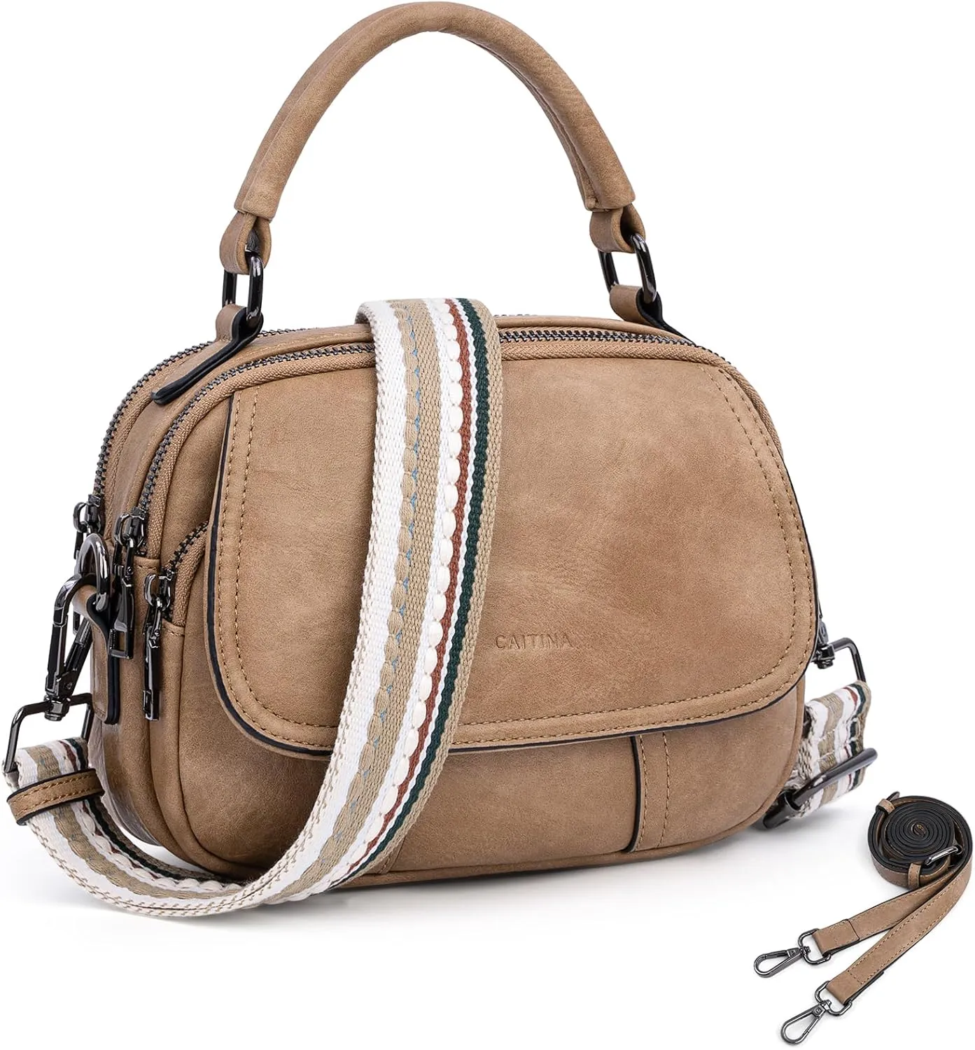 Small Crossbody Bags Purse for Women,Vegan Leather Shoulder Handbags Women Top Handle Satchel Bag with 2pcs Strap