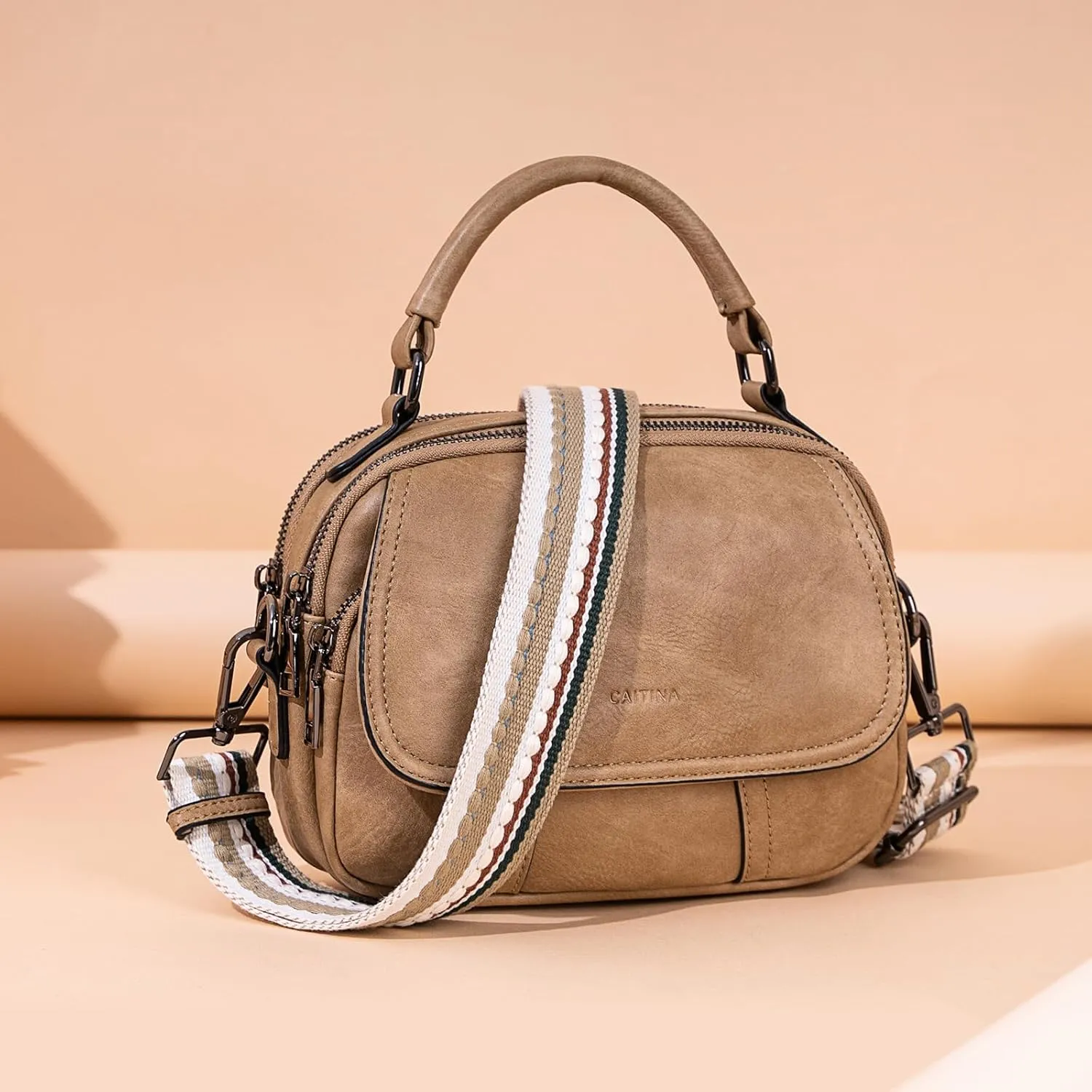 Small Crossbody Bags Purse for Women,Vegan Leather Shoulder Handbags Women Top Handle Satchel Bag with 2pcs Strap