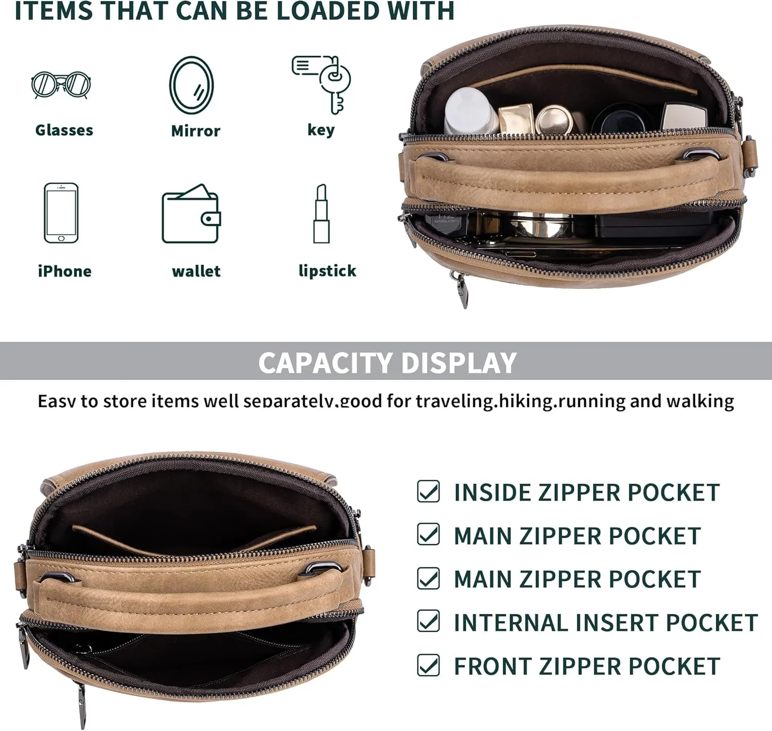 Small Crossbody Bags Purse for Women,Vegan Leather Shoulder Handbags Women Top Handle Satchel Bag with 2pcs Strap