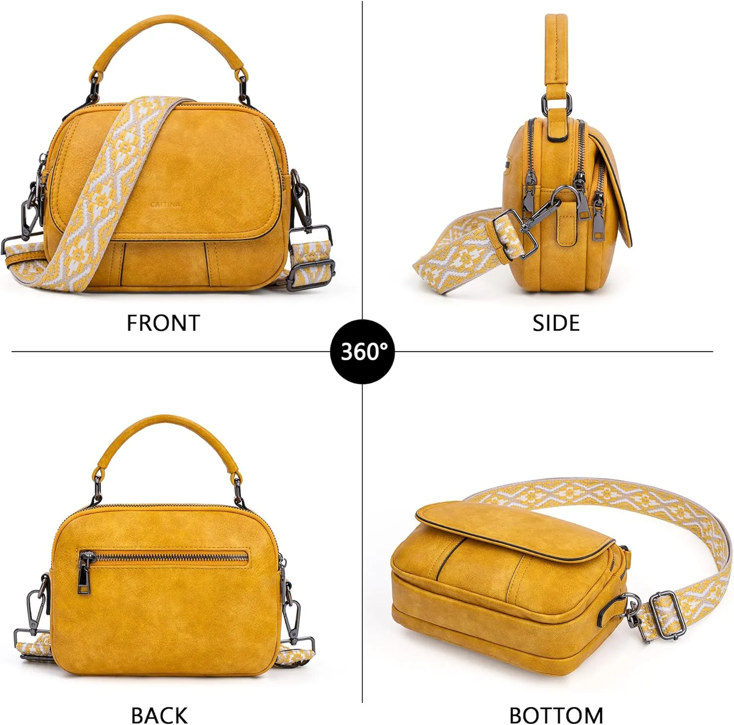 Small Crossbody Bags Purse for Women,Vegan Leather Shoulder Handbags Women Top Handle Satchel Bag with 2pcs Strap
