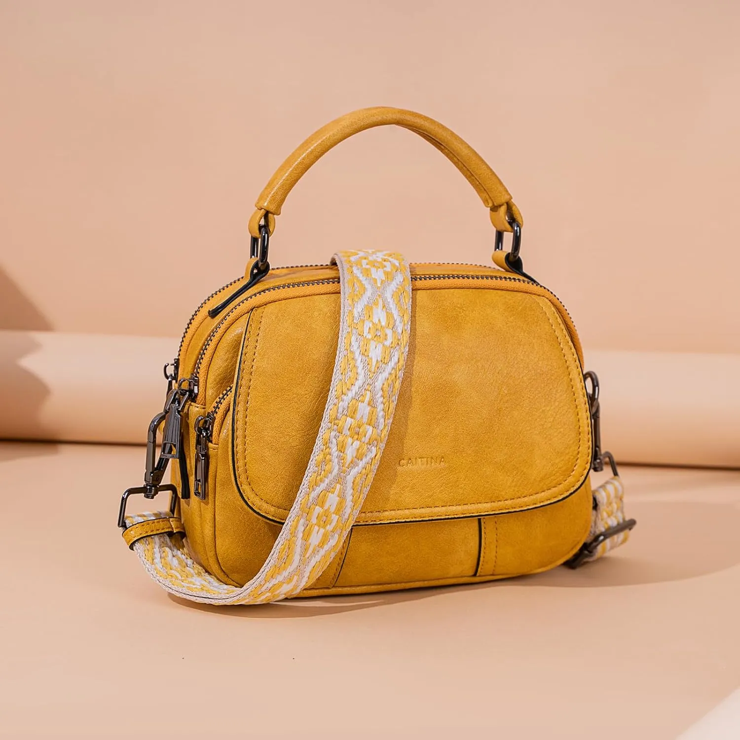 Small Crossbody Bags Purse for Women,Vegan Leather Shoulder Handbags Women Top Handle Satchel Bag with 2pcs Strap