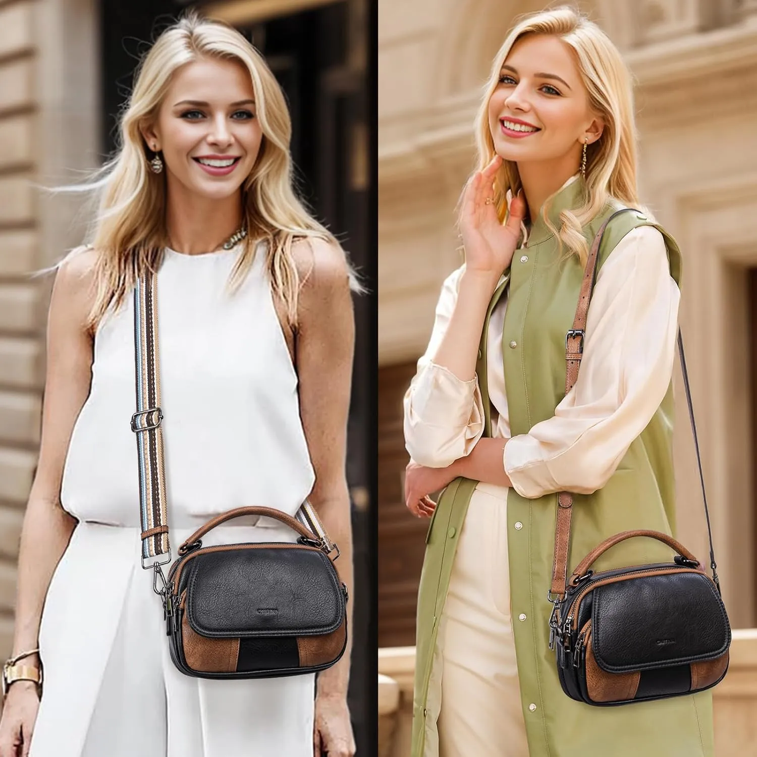 Small Crossbody Bags Purse for Women,Vegan Leather Shoulder Handbags Women Top Handle Satchel Bag with 2pcs Strap