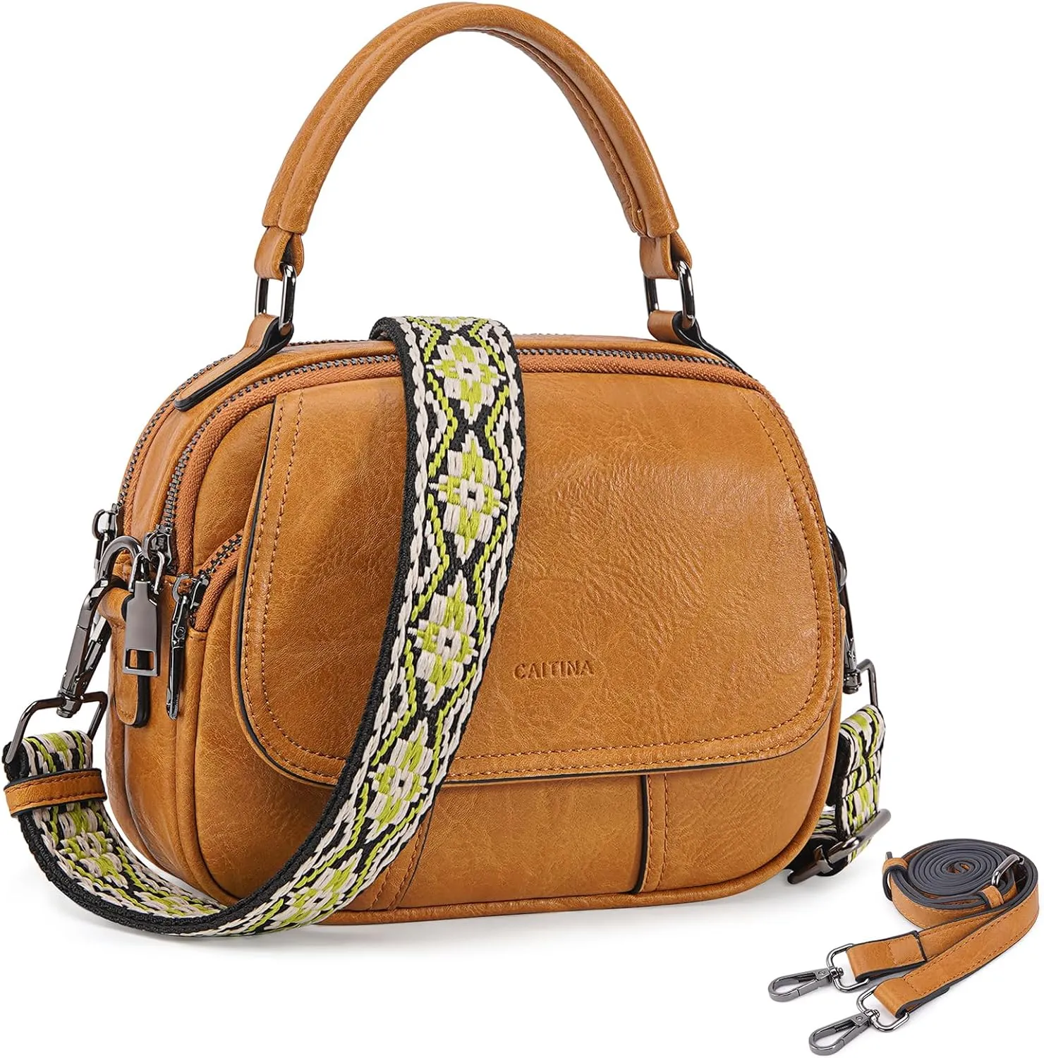 Small Crossbody Bags Purse for Women,Vegan Leather Shoulder Handbags Women Top Handle Satchel Bag with 2pcs Strap