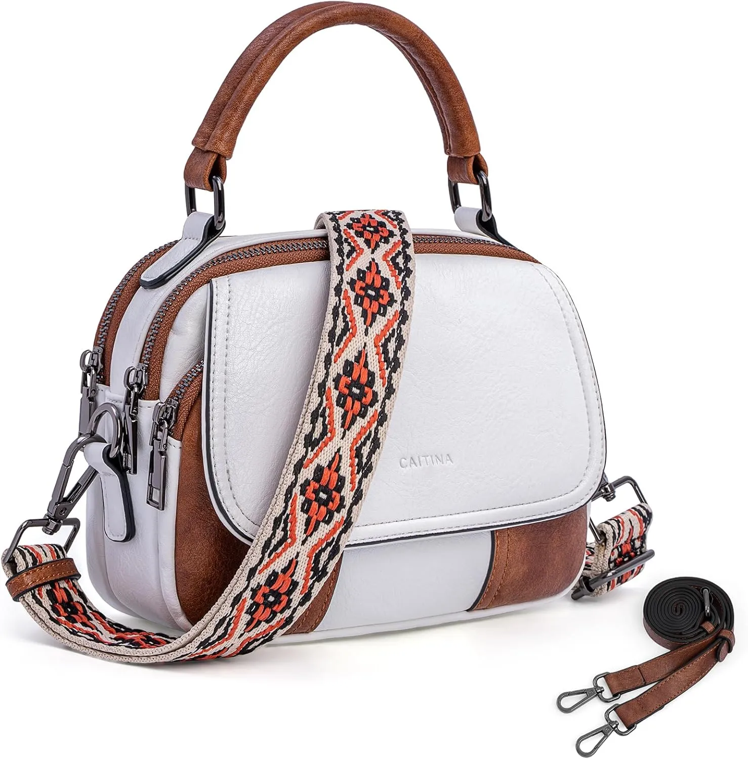 Small Crossbody Bags Purse for Women,Vegan Leather Shoulder Handbags Women Top Handle Satchel Bag with 2pcs Strap