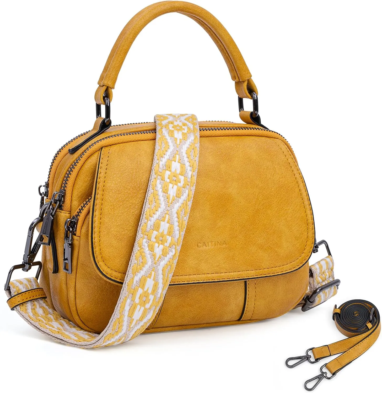Small Crossbody Bags Purse for Women,Vegan Leather Shoulder Handbags Women Top Handle Satchel Bag with 2pcs Strap