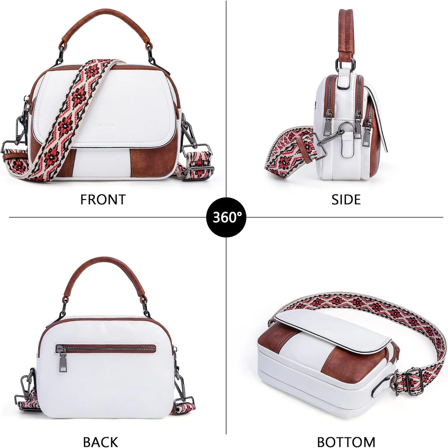 Small Crossbody Bags Purse for Women,Vegan Leather Shoulder Handbags Women Top Handle Satchel Bag with 2pcs Strap