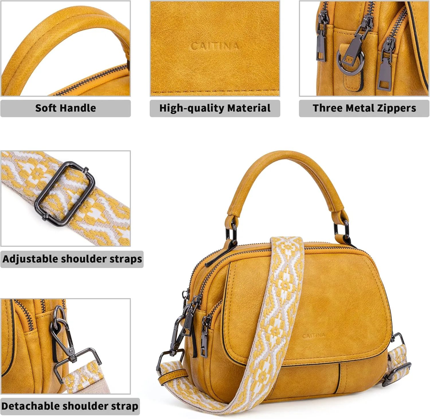 Small Crossbody Bags Purse for Women,Vegan Leather Shoulder Handbags Women Top Handle Satchel Bag with 2pcs Strap