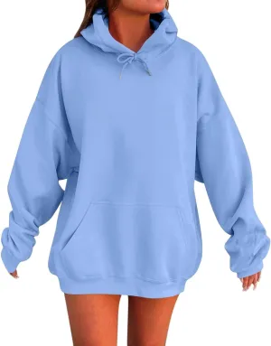 Solid Color Hoodies for Women Oversized Sweatshirts Long Sleeve Drawstring Pullover 2024 Fall Outfits with Pockets