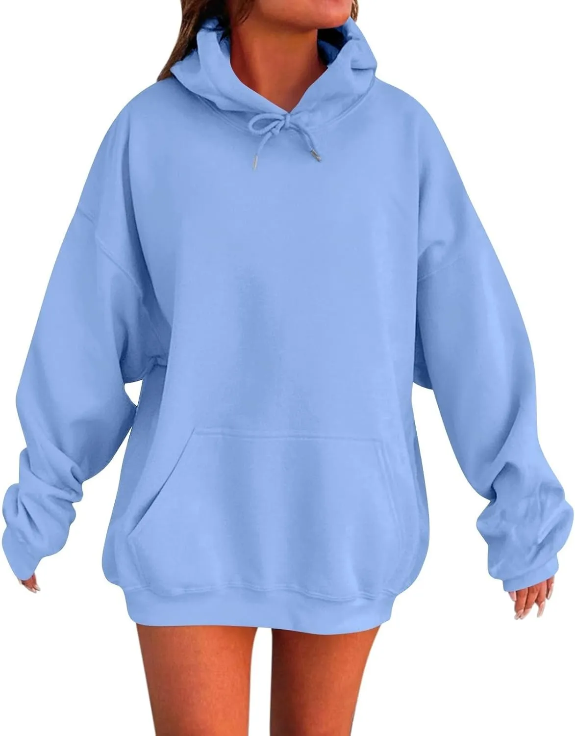 Solid Color Hoodies for Women Oversized Sweatshirts Long Sleeve Drawstring Pullover 2024 Fall Outfits with Pockets