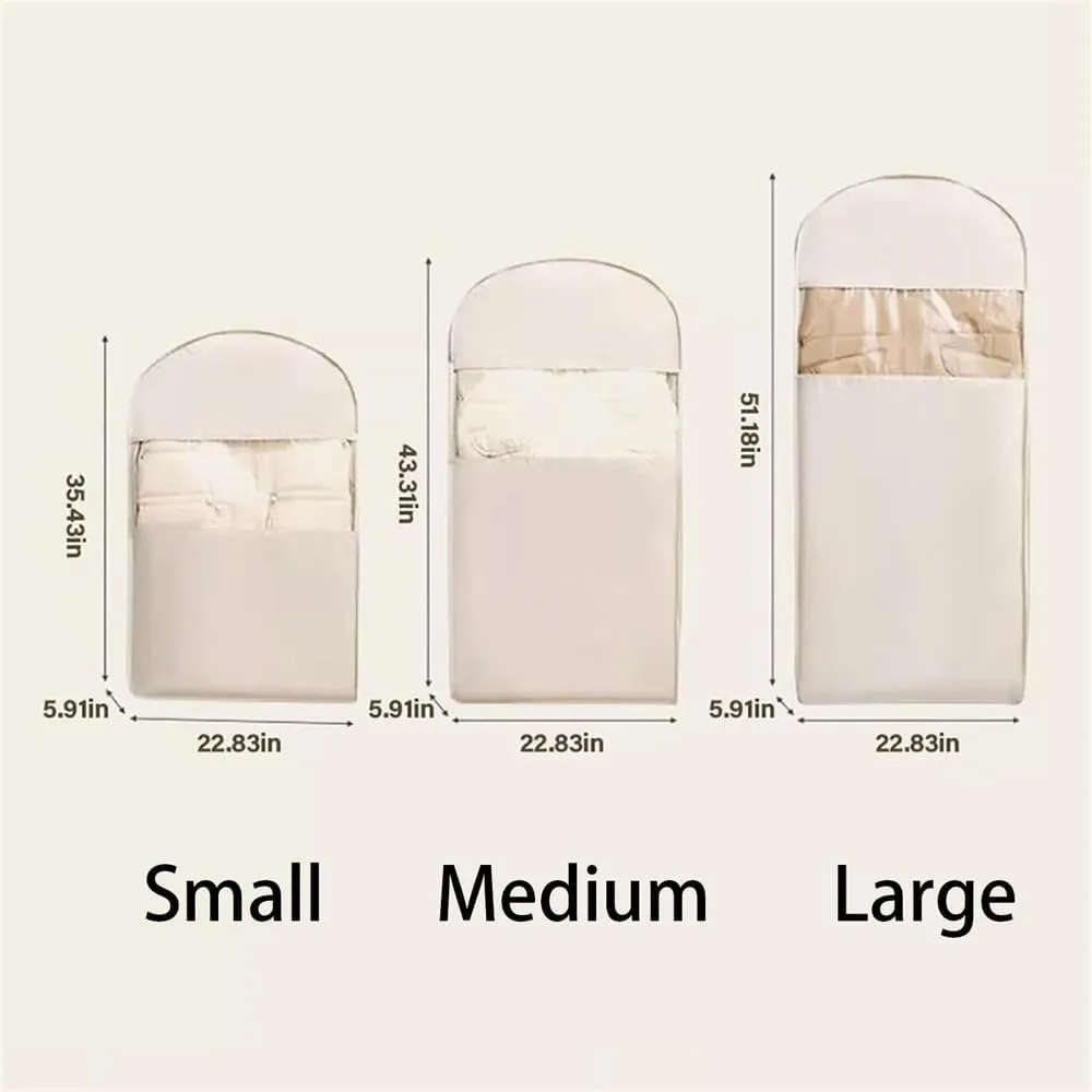 Space Saving Hanging Garment Bag with Self Compression Zippe, 2025 New Space Saver Closet Organizers, Dust Cover Clothes Bags for Down Coat for Closet Storage (1pcs Pink, Small)