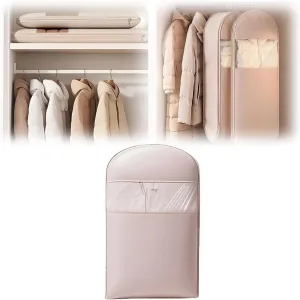 Space Saving Hanging Garment Bag with Self Compression Zippe, 2025 New Space Saver Closet Organizers, Dust Cover Clothes Bags for Down Coat for Closet Storage (1pcs Pink, Small)