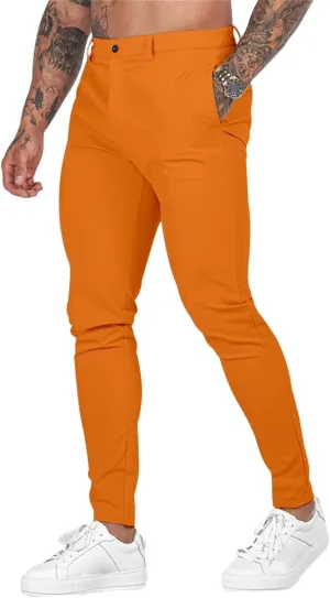 Stretch Dress Pants for Men Slim Fit Fashion Flat Front Slacks Casual 2025 Summer Outdoors Sports Tapered Pants