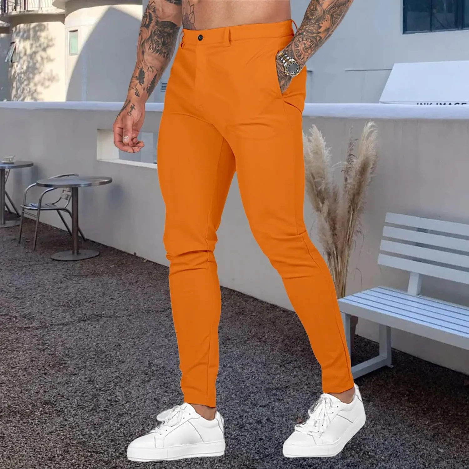 Stretch Dress Pants for Men Slim Fit Fashion Flat Front Slacks Casual 2025 Summer Outdoors Sports Tapered Pants