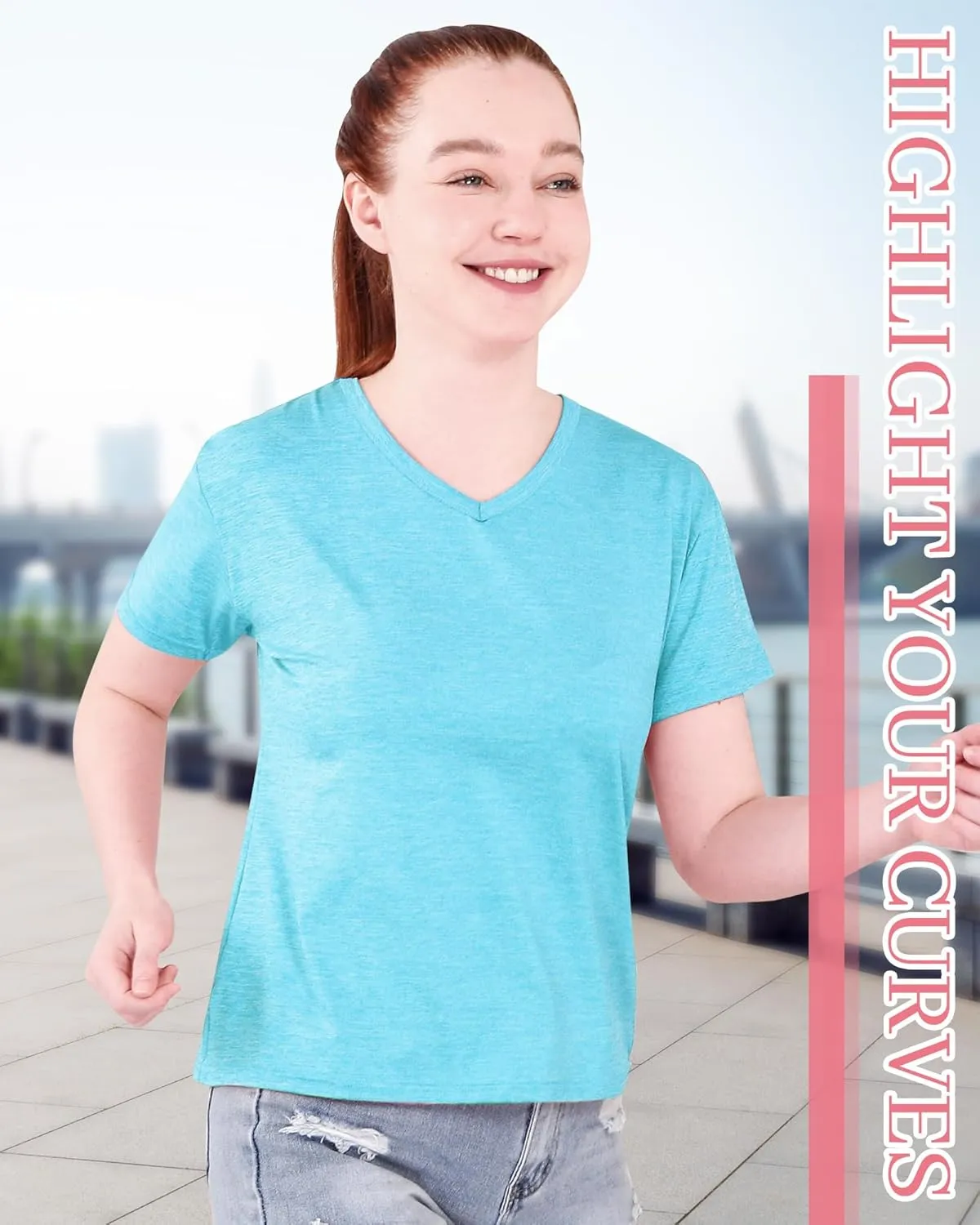 Taiyin 10Pcs Women's Dry Fit T Shirts V Neck Short Sleeve Lightweight Shirts Tee for Workout Athletic Yoga Gym Hiking Running