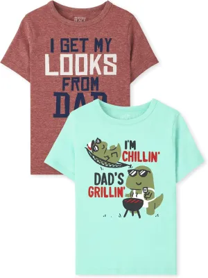 The Children's Place Baby and Toddler Boys' Family Short Sleeve Graphic T-Shirts, Multipack