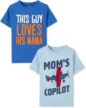 The Children's Place Baby and Toddler Boys' Family Short Sleeve Graphic T-Shirts, Multipack