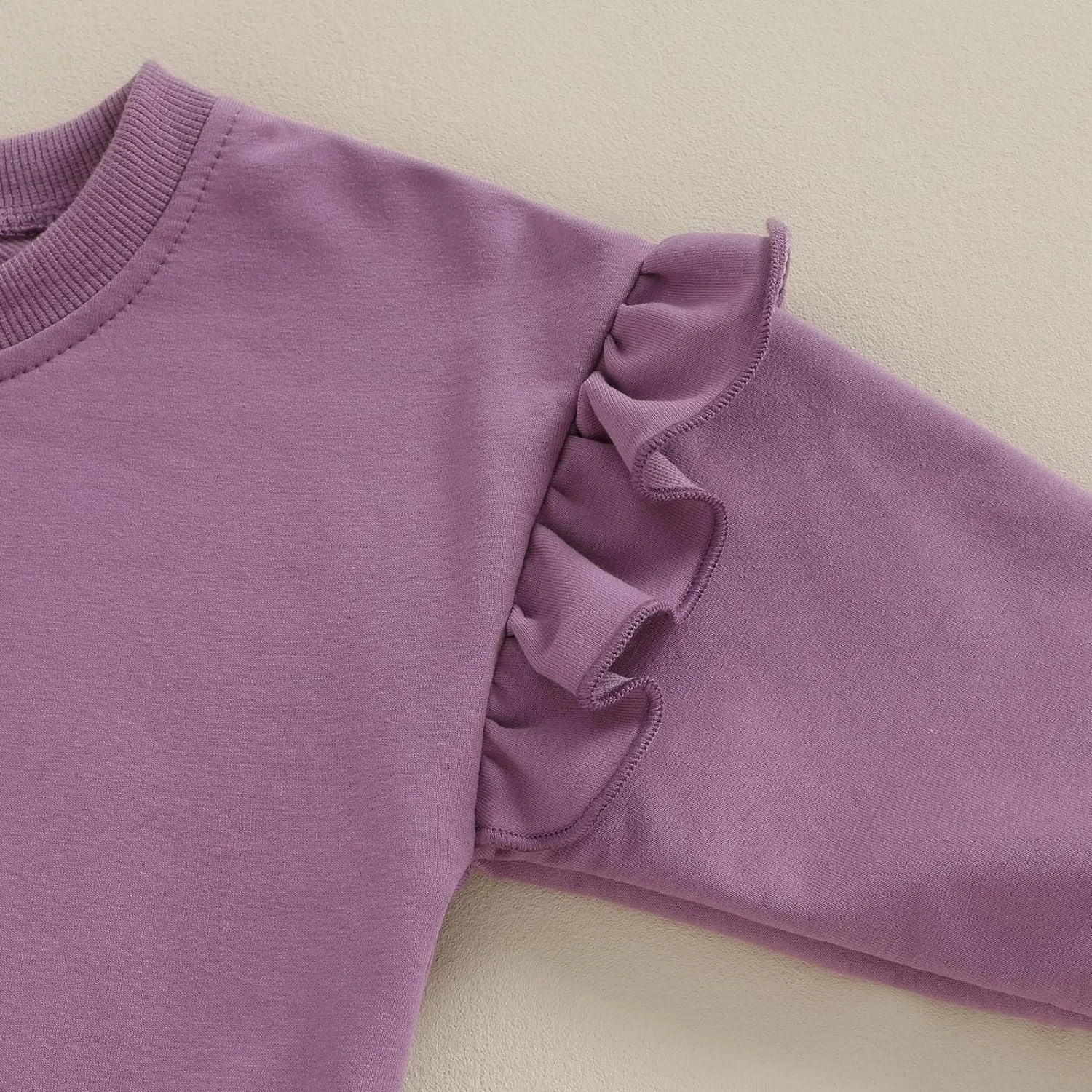 Toddler Baby Girl Long Sleeve Ruffle Sweatshirt Tops Basic Solid Color Oversized Sweater Shirts Kid Fall Clothes
