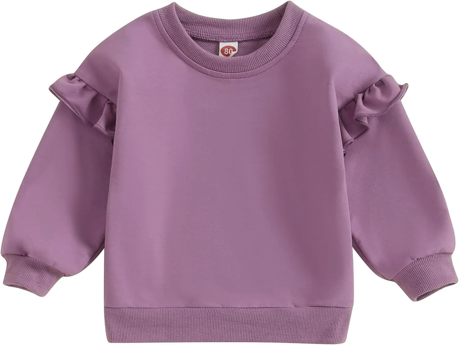 Toddler Baby Girl Long Sleeve Ruffle Sweatshirt Tops Basic Solid Color Oversized Sweater Shirts Kid Fall Clothes