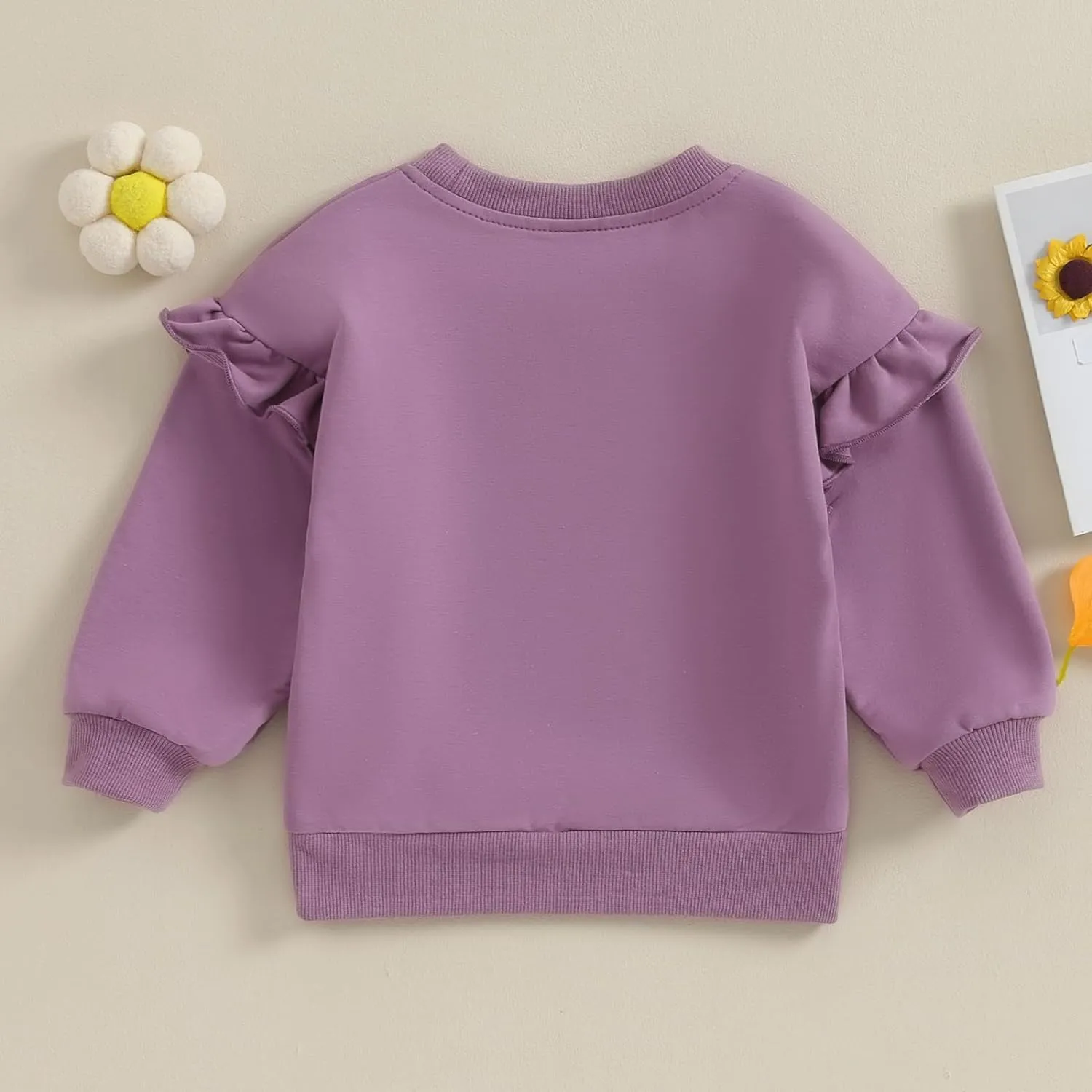Toddler Baby Girl Long Sleeve Ruffle Sweatshirt Tops Basic Solid Color Oversized Sweater Shirts Kid Fall Clothes