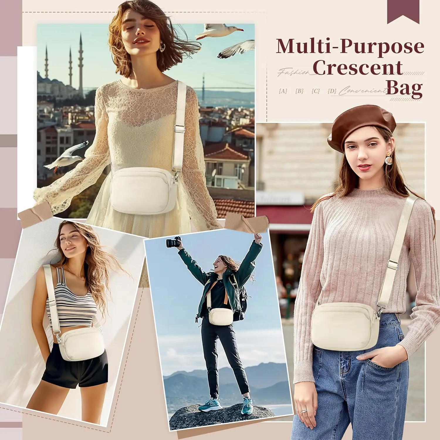 TOPEAST Nylon Crossbody Bags for Women with Leather Card Holder - Mini Cross Body Purse with Adjustable Strap for Traveling