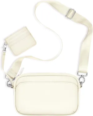 TOPEAST Nylon Crossbody Bags for Women with Leather Card Holder - Mini Cross Body Purse with Adjustable Strap for Traveling