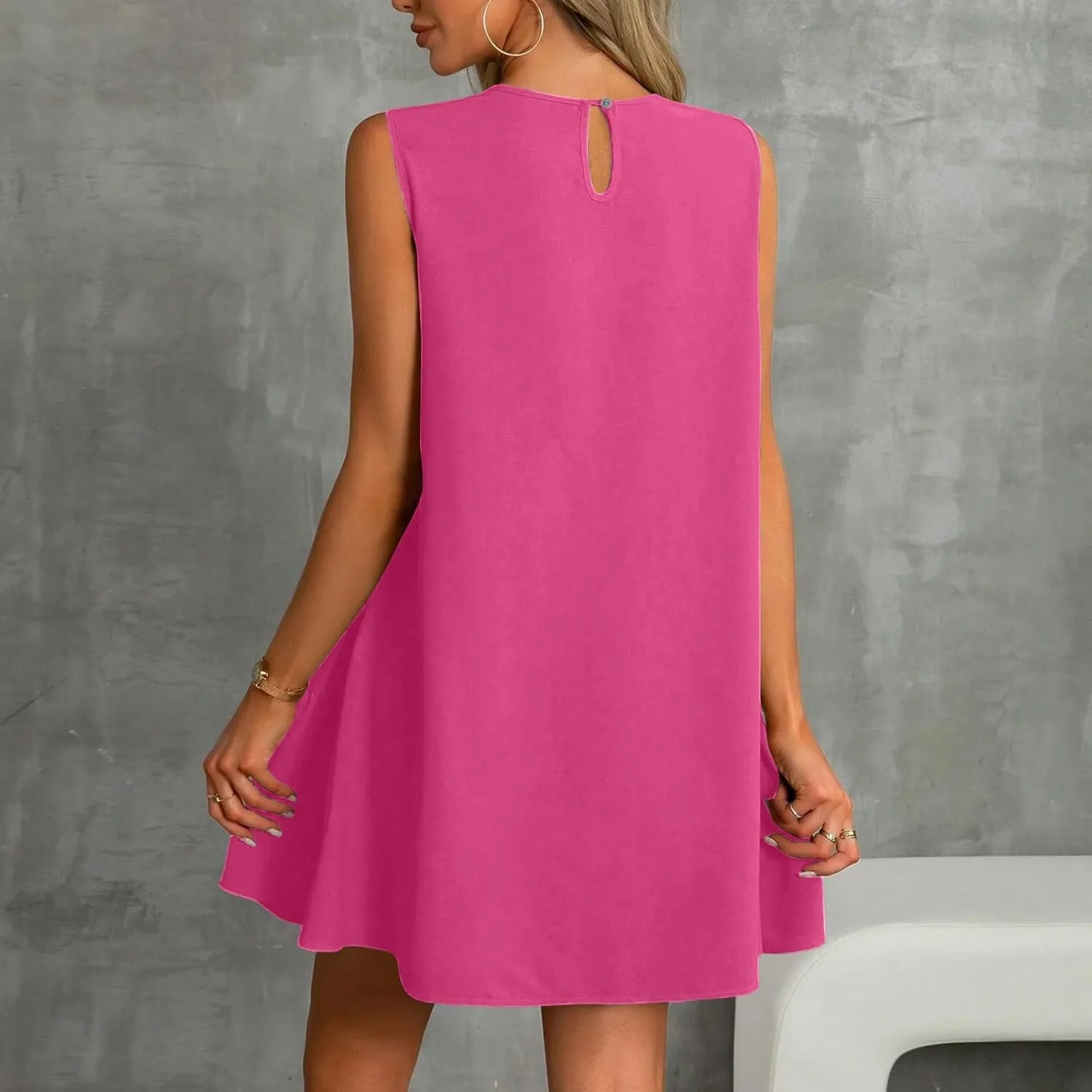 Tshirt Dress Women Summer Sleeveless Ruffle Hem Mini Dress Casual Crewneck T Shirt Dresses Cute Plain Sundresses 2025