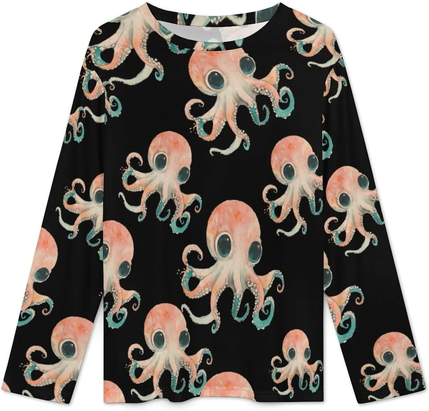Vintage Octopuss Women's Pajama Set Long Sleeve T-shirts Top & Pant Comfort Sleepwear Loungewear