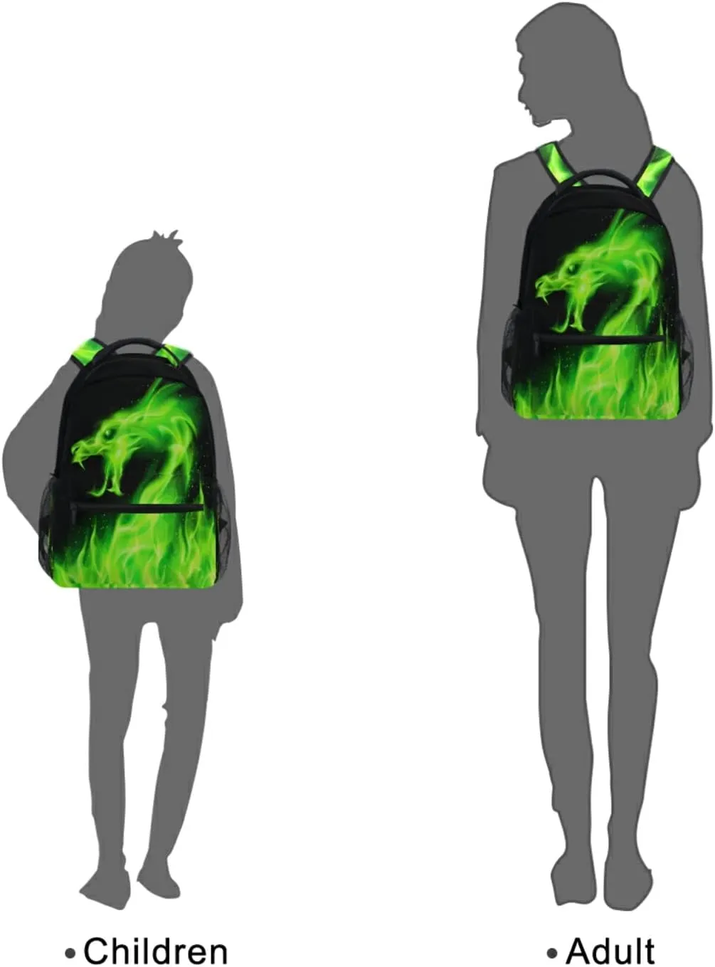 Wamika Fire Dragon Backpack Green Dinosaur School Backpacks Preschool Book Bag