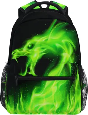 Wamika Fire Dragon Backpack Green Dinosaur School Backpacks Preschool Book Bag