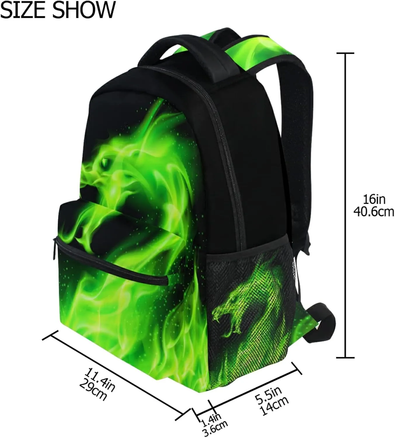 Wamika Fire Dragon Backpack Green Dinosaur School Backpacks Preschool Book Bag