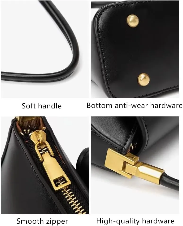 Women Black Shoulder Bags Vintage Handbag Retro Classic Small Purse 90s Buckle Closure