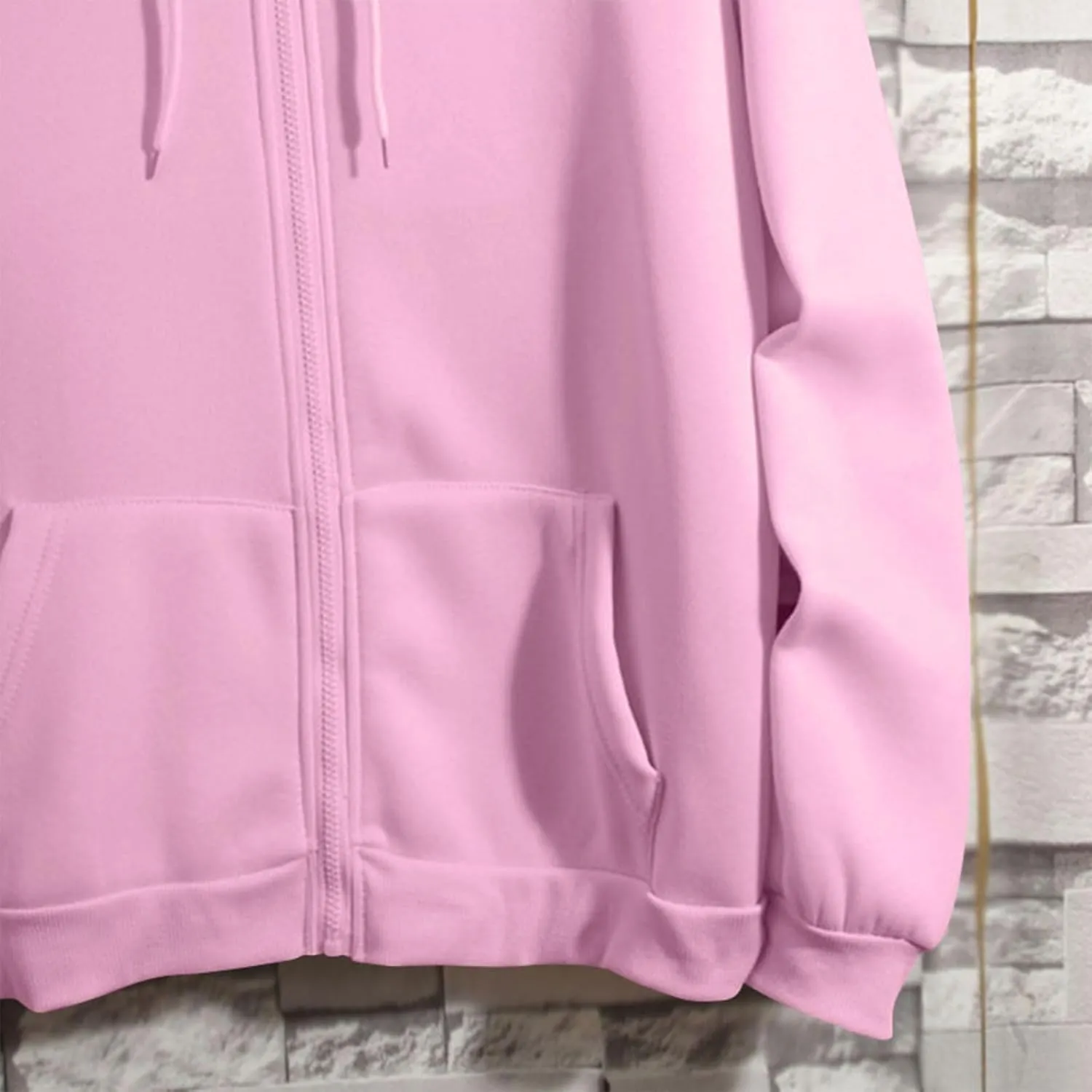 Women Casual Full Zip Up Hoodie Comfy Loose Long Sleeve Sweatshirt Solid Color Drawstring Jacket with Pockets