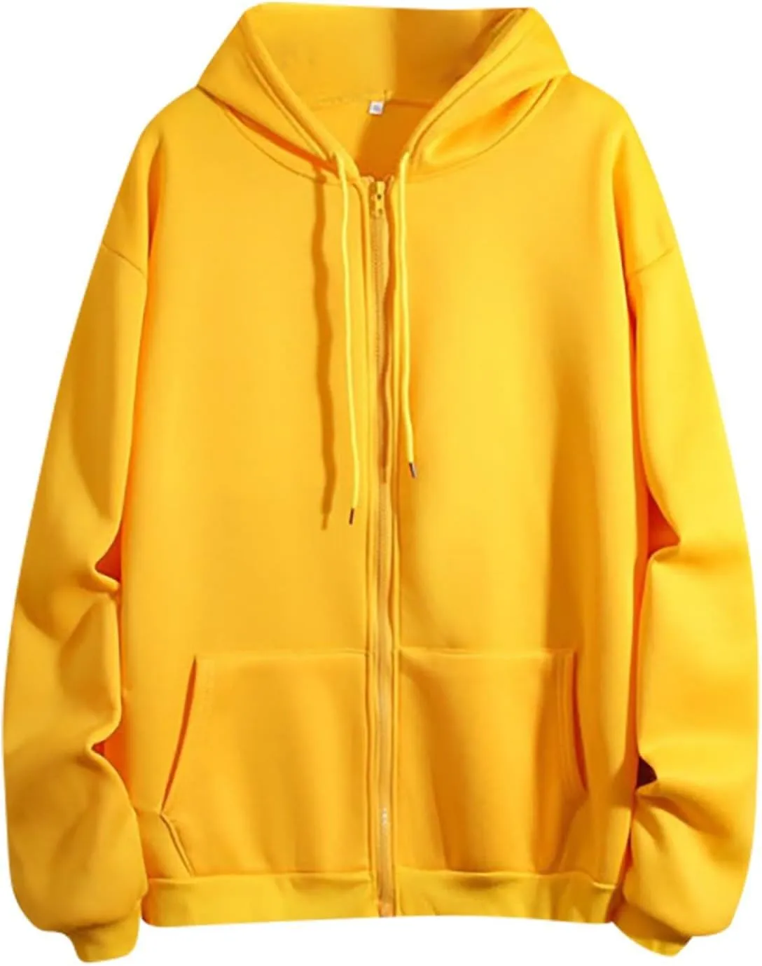 Women Casual Full Zip Up Hoodie Comfy Loose Long Sleeve Sweatshirt Solid Color Drawstring Jacket with Pockets