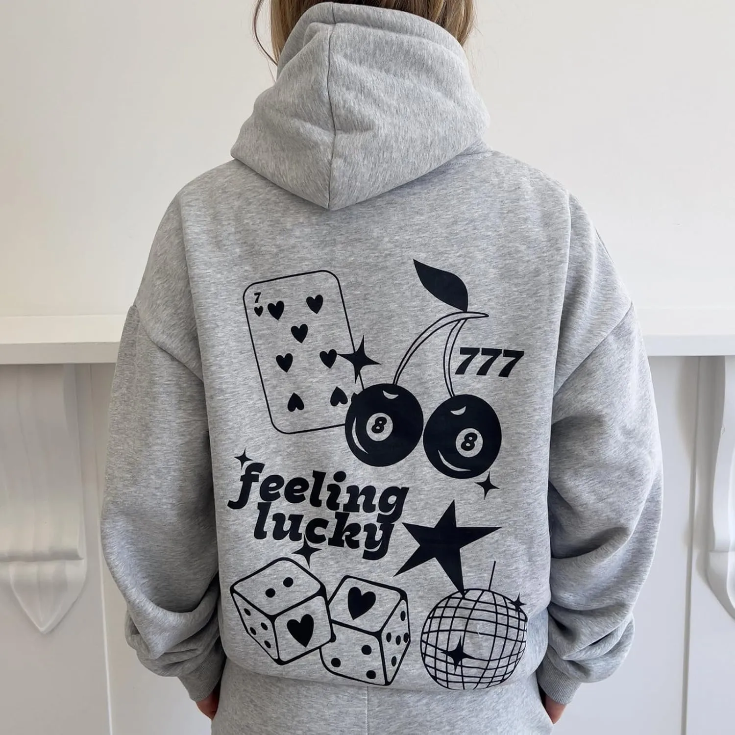 Women Graphic Star Oversized Hoodie Long Sleeve Casual Loose Fall Aesthetic Hooded Sweatshirt with Pocket Streetwear