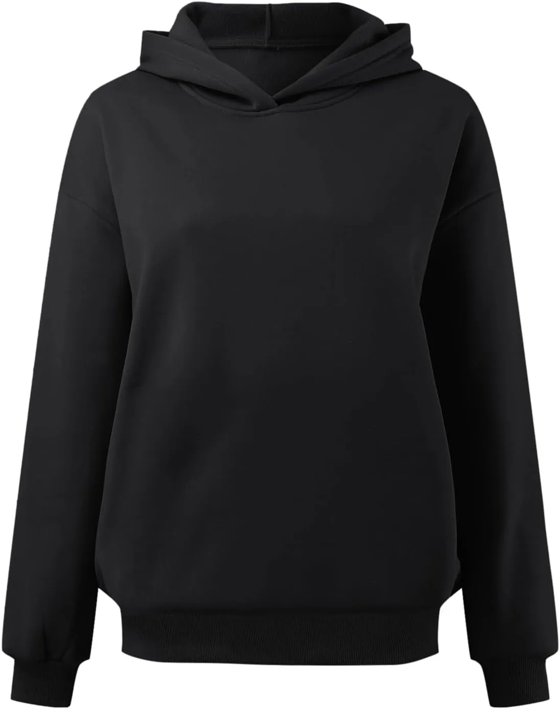 Women Hoodies Sweatshirts Trendy Oversized Hooded Sweater Solid Raglan Sleeve Pockets Pullover Loose Y2K Workout Tops