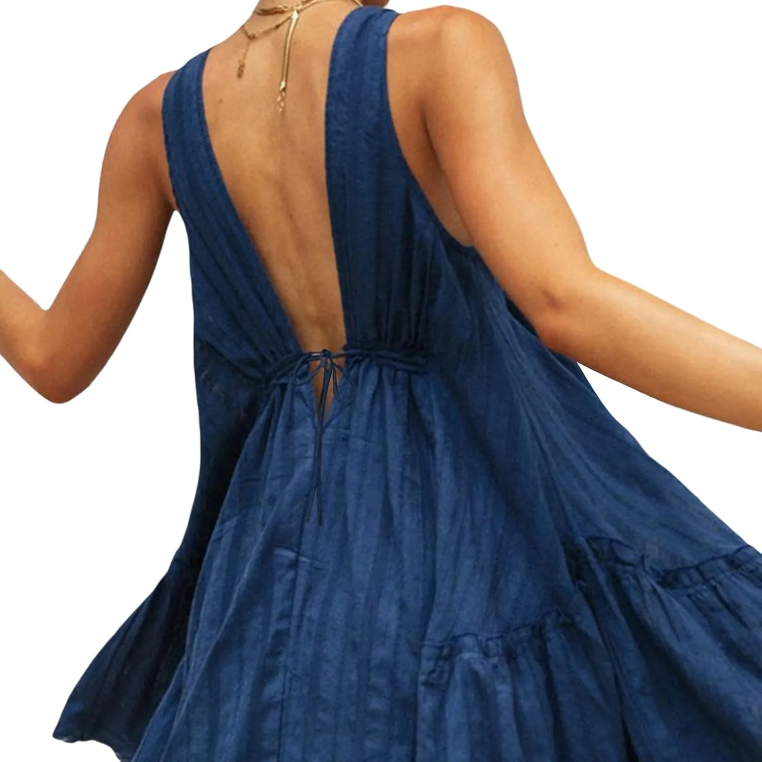 Women Sexy Lace Slip Dress Sleeveless U-Neck Lace Flowy Ruffle A Line Mini Cami Dress Cocktail Party Club Dresses