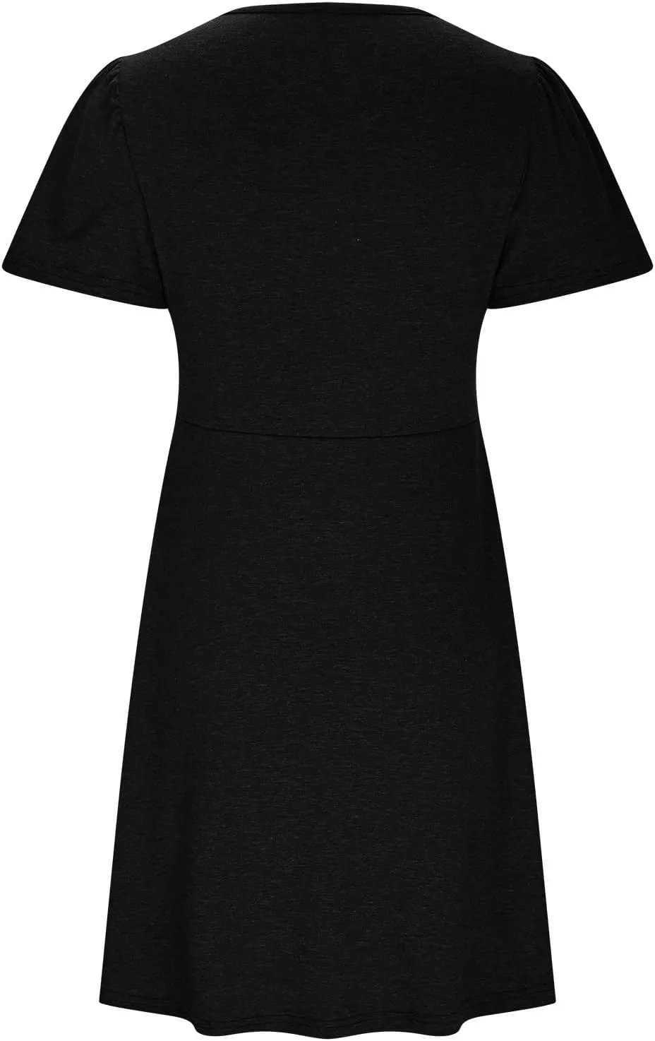 Womens Casual Summer Twist Front V Neck Short Sleeve Mini Dress, Elegant Short Sleeve Swing Sundress Beach Outfits