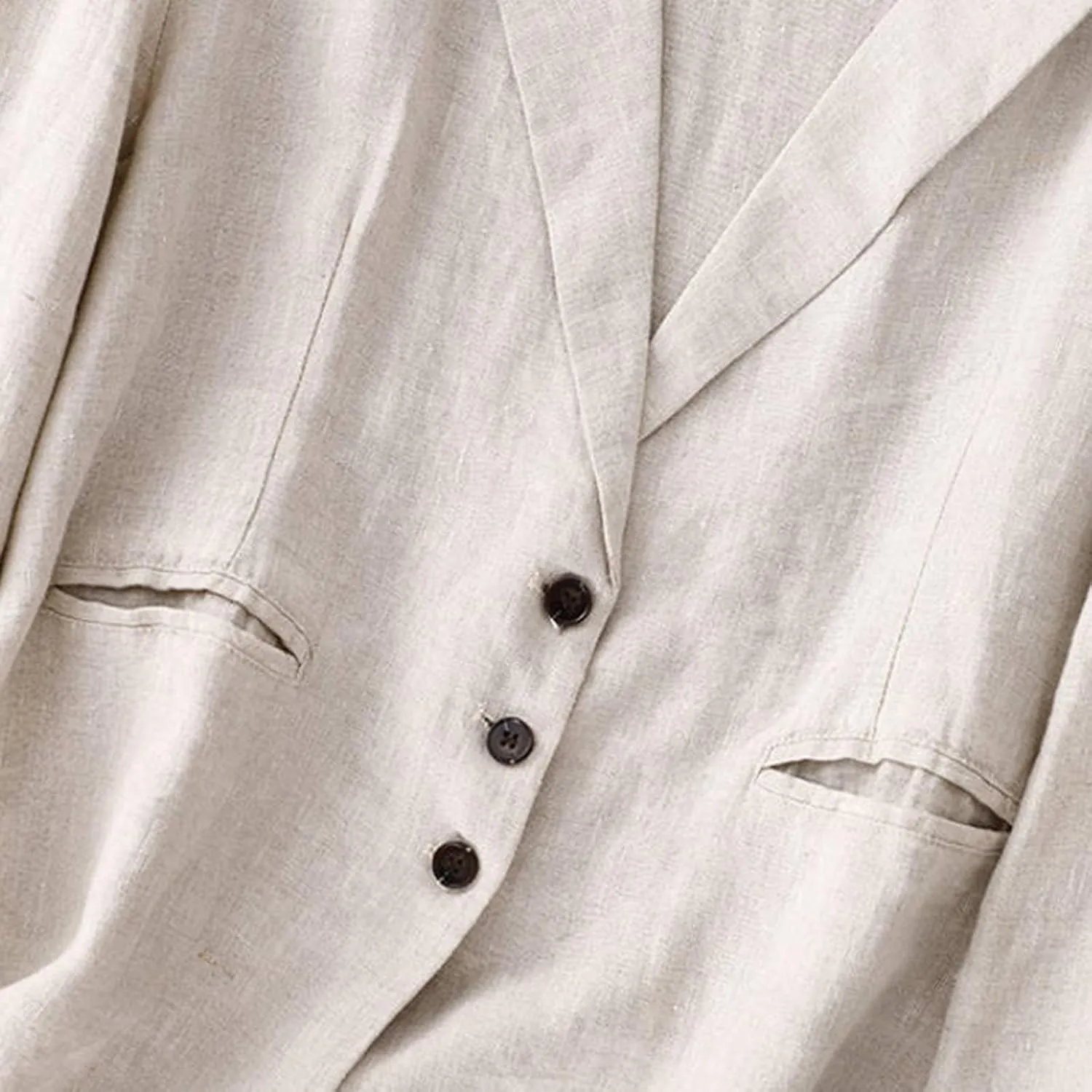 Womens Cotton Linen Blazer Notch Lapel Single Breasted Suit Coat Jackets Boyfriend Loose Casual Comfy Blazer Jacket