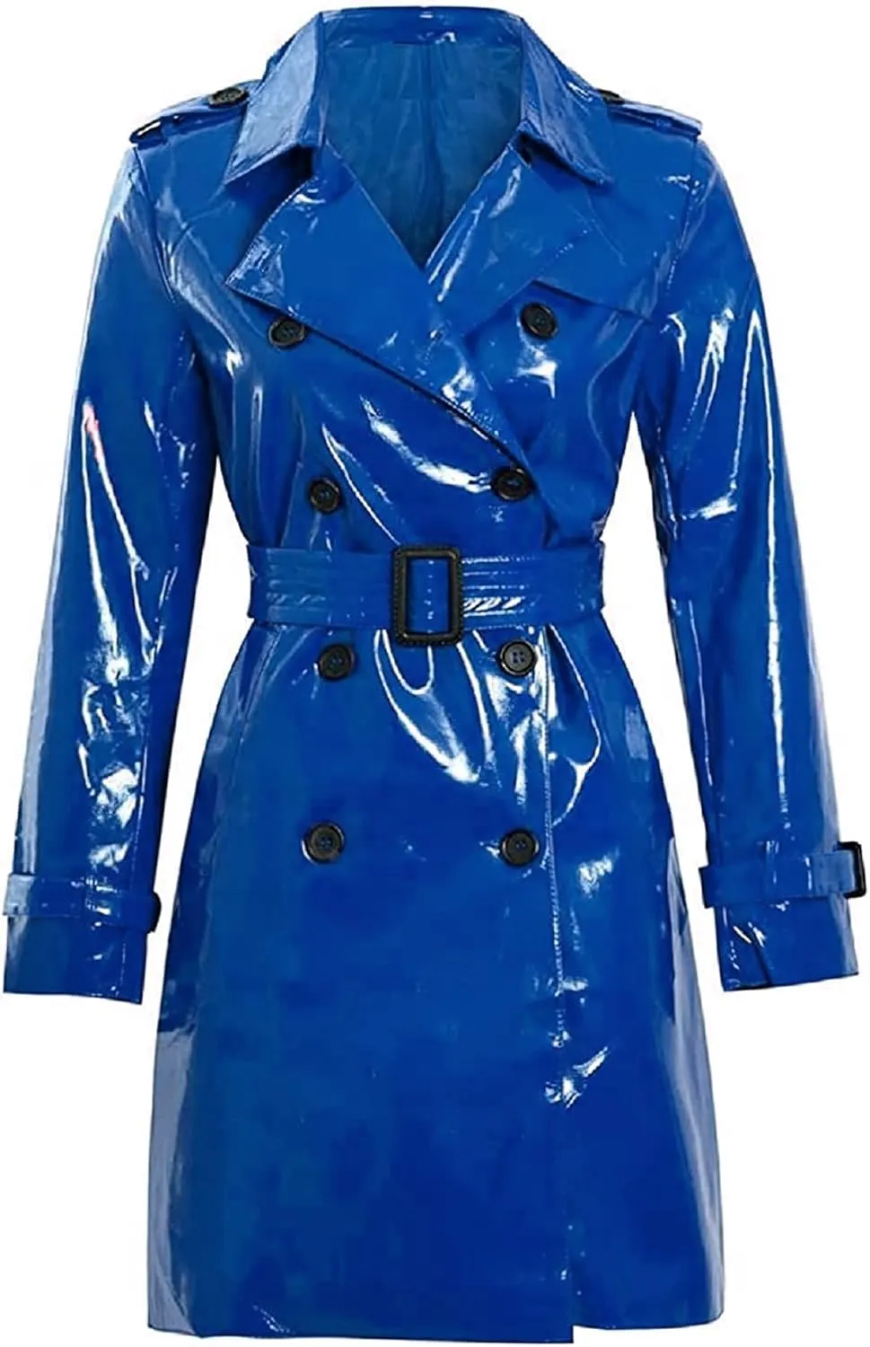 Womens Fashion Outdoor Wet Look Clothing Shiny | Raincoat PVC Leather Trench Coat