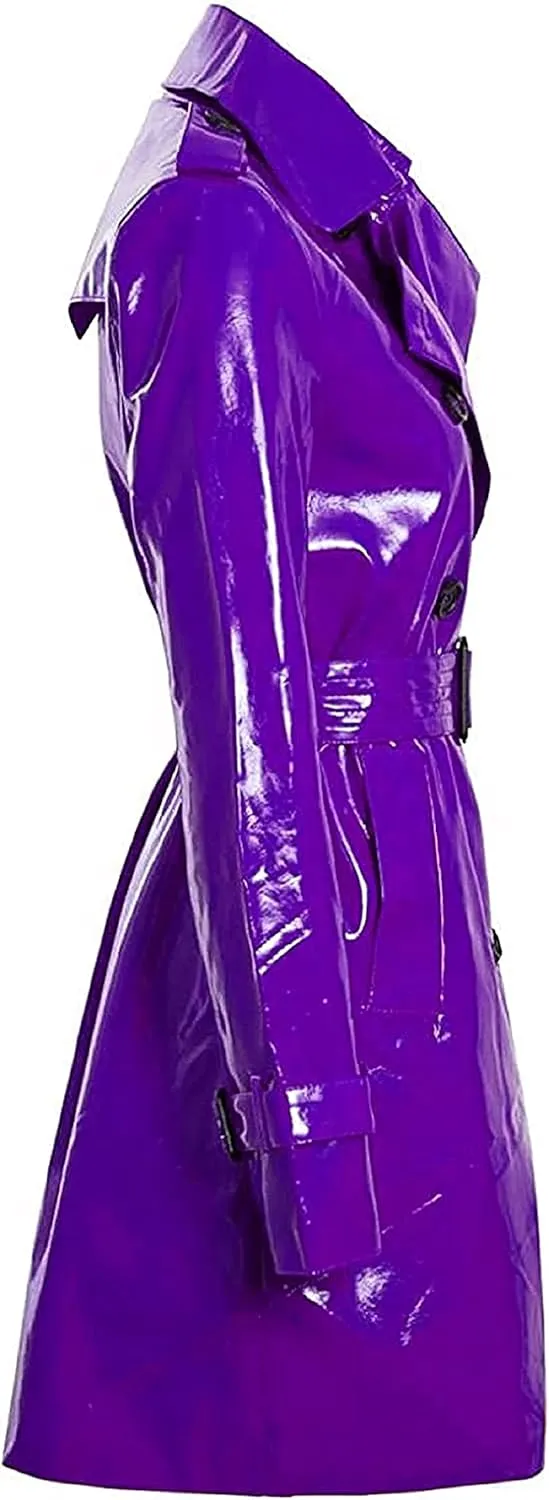 Womens Fashion Outdoor Wet Look Clothing Shiny | Raincoat PVC Leather Trench Coat