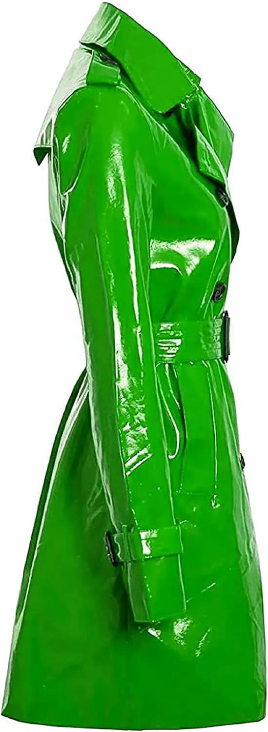 Womens Fashion Outdoor Wet Look Clothing Shiny | Raincoat PVC Leather Trench Coat