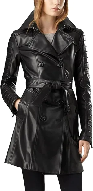Womens Fashion Outdoor Wet Look Clothing Trench Coat Raincoat Black Pu Leather Wear PVC