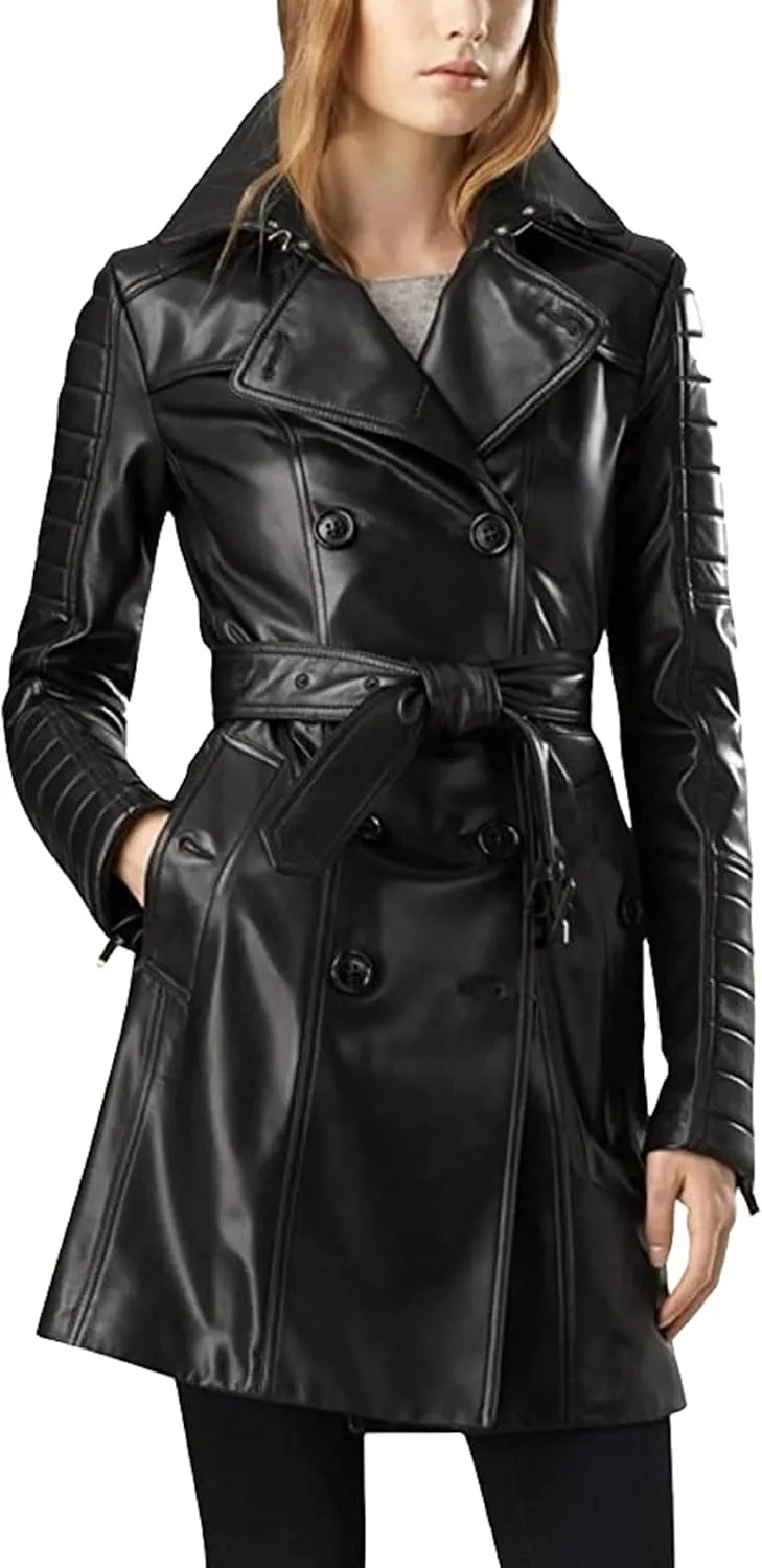 Womens Fashion Outdoor Wet Look Clothing Trench Coat Raincoat Black Pu Leather Wear PVC