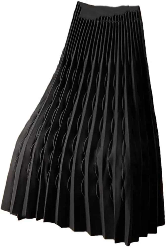 Women's Fashion Spring Autumn Elegance Solid High Waist Women's Lace Pleated Skirts