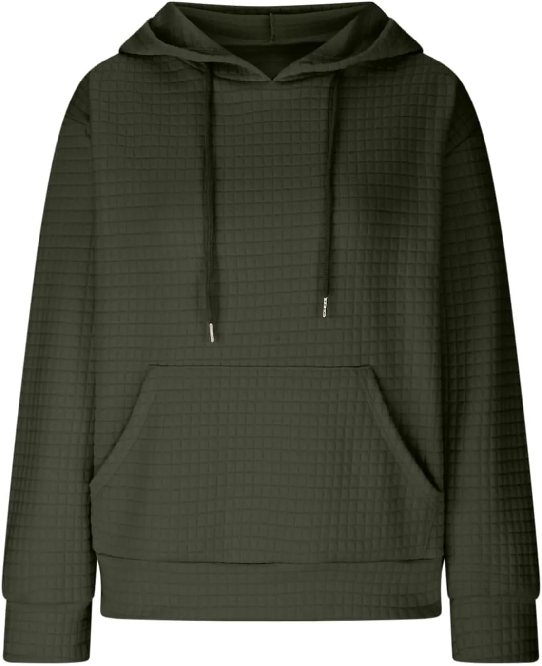Womens Hoodies Casual Long Sleeve Drawstring Waffle Knit Pullover Tops Loose Hooded Sweatshirt with Pocket Fall Clothes