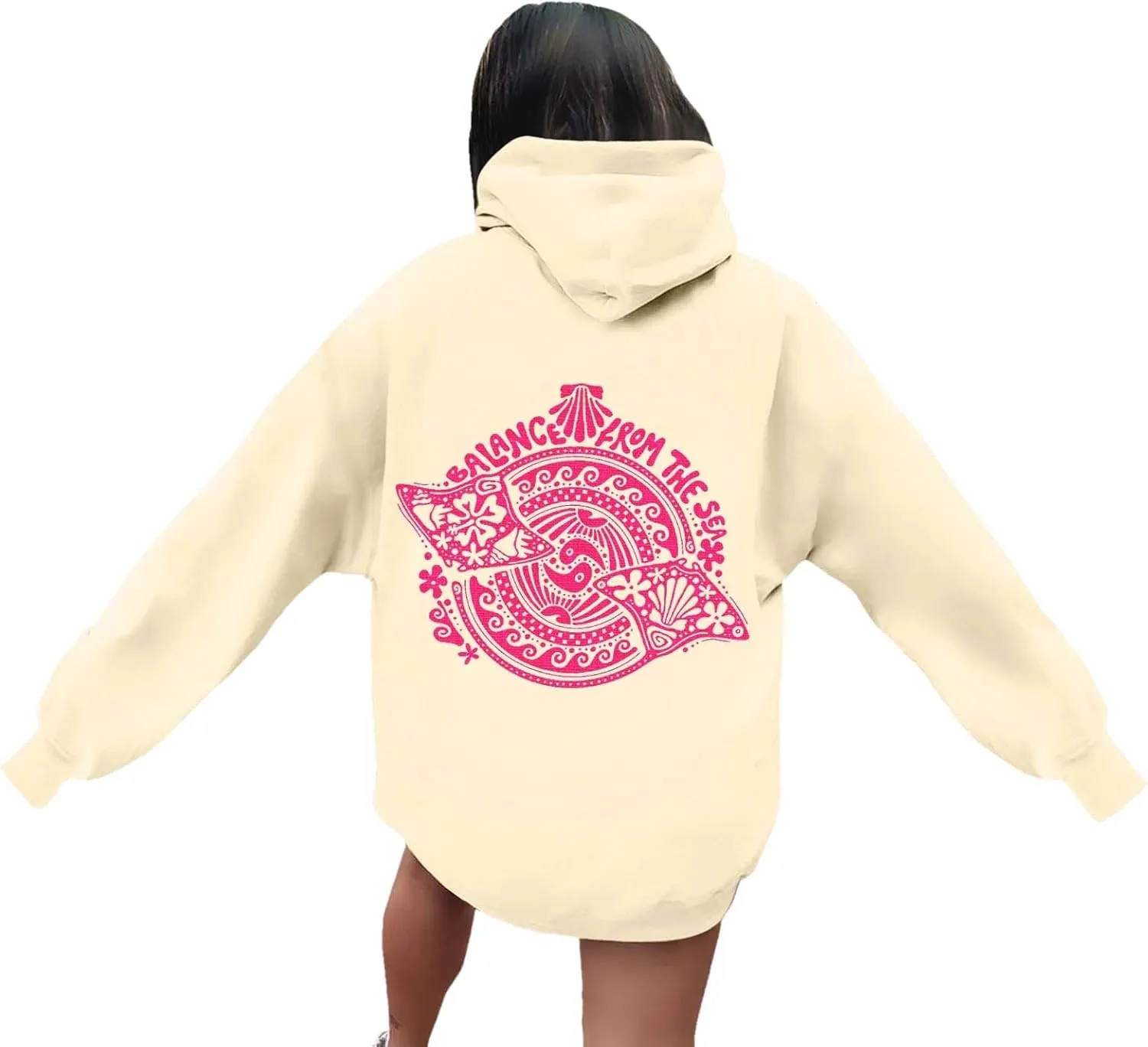 Women's Oversized Sweatshirt Graphic Hoodies Casual Long Sleeve Loose Pullover Tops with Pocket