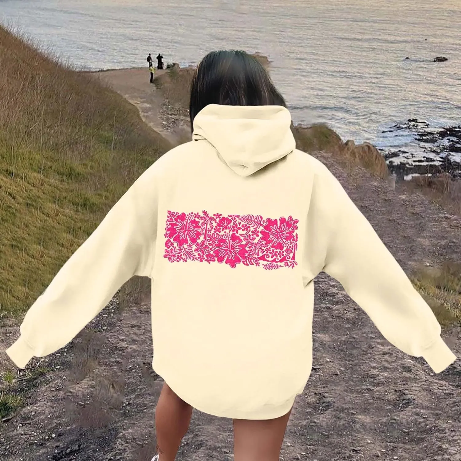 Women's Oversized Sweatshirt Graphic Hoodies Casual Long Sleeve Loose Pullover Tops with Pocket