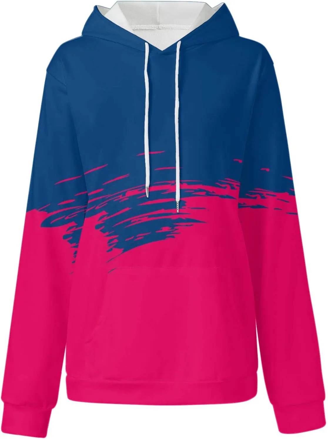 Women's Painted Oversized Hoodies Long Sleeve Drawstring Pullover Tops with Pockets 2024 Fall Trendy Loose Sweatshirt