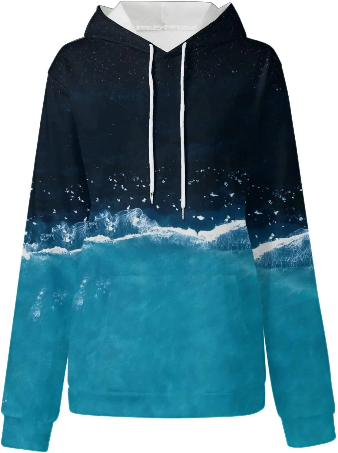 Women's Painted Oversized Hoodies Long Sleeve Drawstring Pullover Tops with Pockets 2024 Fall Trendy Loose Sweatshirt