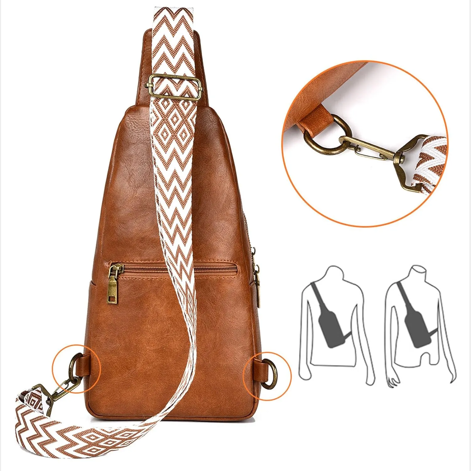 Womens Sling Bag Crossbody Fanny Pack Purse Leather Casual Fashion Travel Daypack Sport Chest Satchel for Women